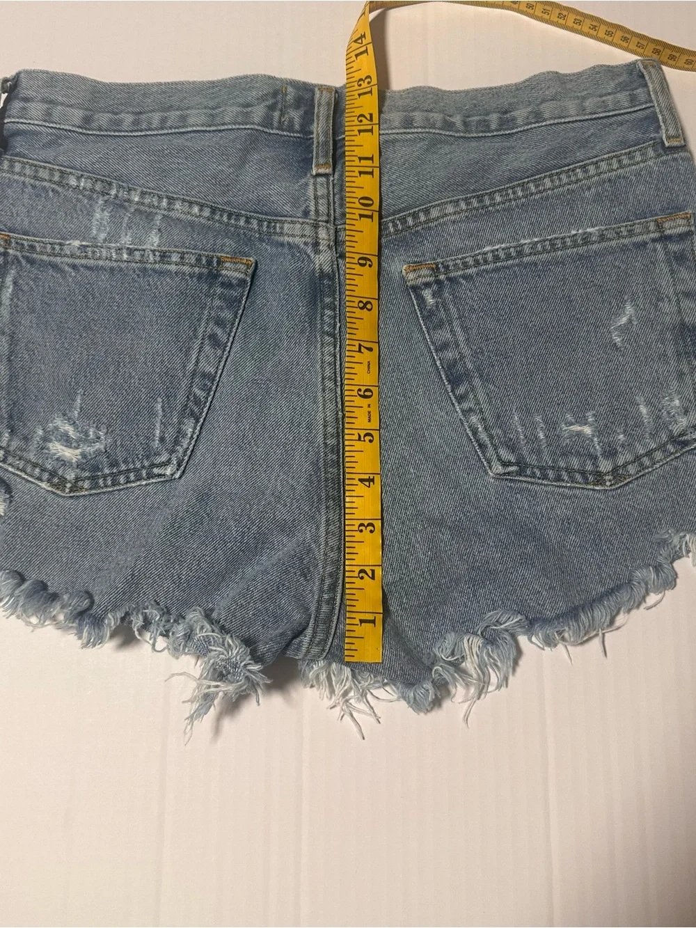 Agolde Parker Light Blue Distressed Denim Shorts